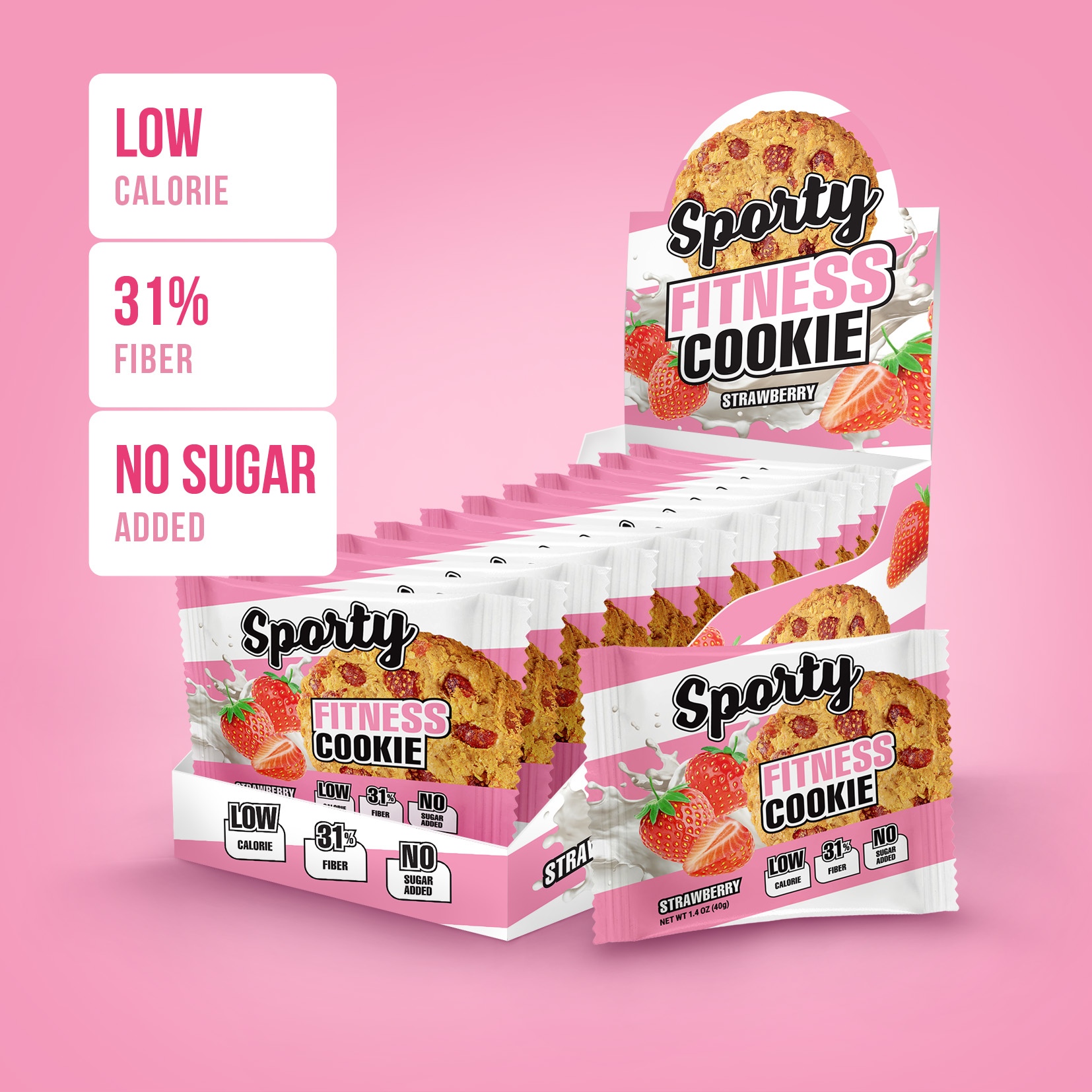 Sporty Fitness cookies Strawberry 40g
